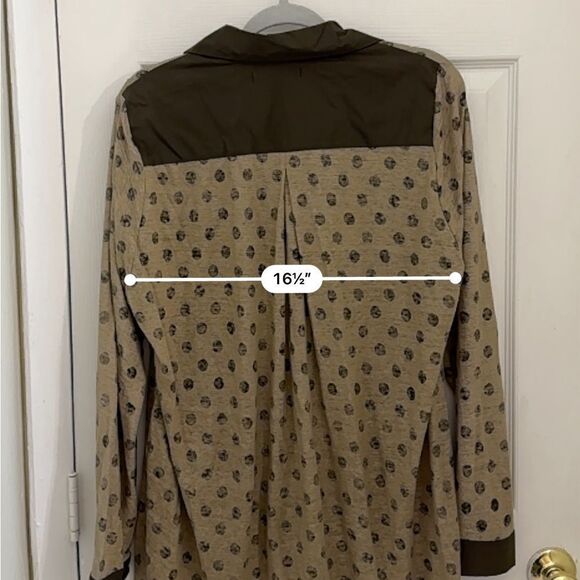 ELM by Matthildur 100% Linen Blouse Polka Dot Lagenlook Artsy Brown Tan Small - Picture 6 of 7
